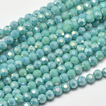 Faceted Round Full Rainbow Plated Electroplate Glass Beads