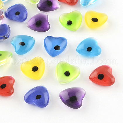 Eye Design Glass Heart Cabochons UK-GGLA-S026-M-K-1