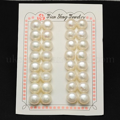 Grade A Half Drilled Hole Natural Pearl Beads UK-PEAR-L009-01-1