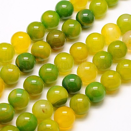 Dyed Natural Agate Round Beads Strands UK-G-J200-07-14MM-K-1