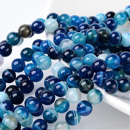 Natural Striped Agate/Banded Agate Beads UK-AGAT-8D-8-1