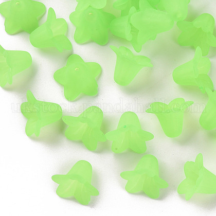 Green Frosted Transparent Acrylic Flower Beads UK-X-PLF018-05-1