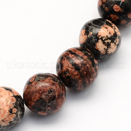 Natural Snowflake Obsidian Round Beads Strands UK-G-S165-8mm-1