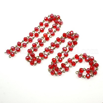 Handmade Glass Faceted Rondelle Beads Chains UK-AJEW-PH00495-02-K-1