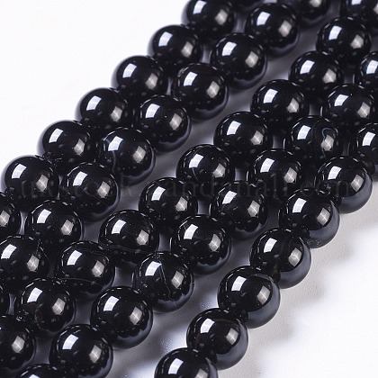 Natural Black Onyx Beads Strands UK-G-H1567-8MM-1