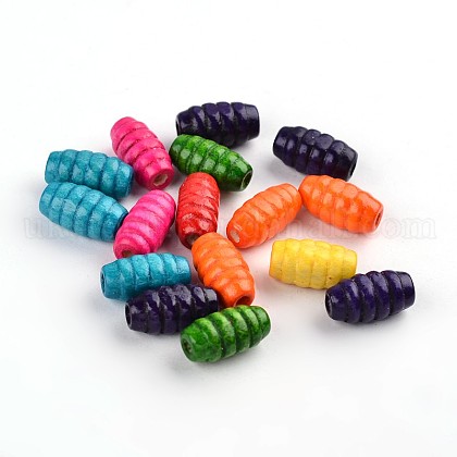 Mixed Lead Free Oval Natural Wood Beads UK-X-YTB020-1