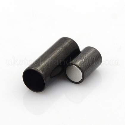 304 Stainless Steel Smooth Surface Magnetic Clasps with Glue-in Ends Fit 5mm Cords UK-STAS-O042-B-15-1