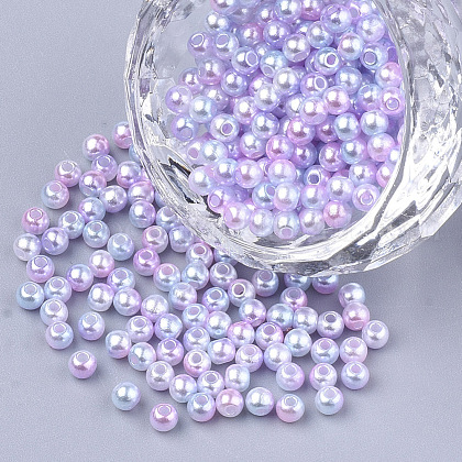 Rainbow ABS Plastic Imitation Pearl Beads UK-OACR-Q174-8mm-01-1