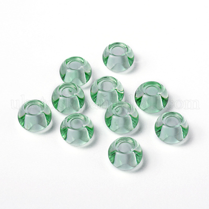 Fascinating No Metal Core Rondelle Light Green Charm Glass Large Hole European Beads Fits Bracelets & Necklaces&nbsp;UK-X-GDA006-15-1