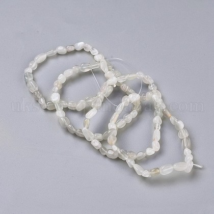 Natural White Moonstone Bead Stretch Bracelets UK-BJEW-K213-43-1