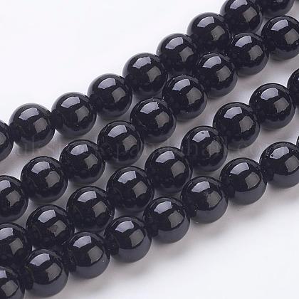 Synthetic Black Stone Beads Strands UK-G-H1628-8mm-1-1
