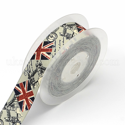 Flag Printed Polyester Satin Ribbon UK-SRIB-R018-25mm-06-K-1