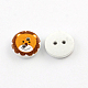 2-Hole Animal Pattern Printed Wooden Buttons UK-BUTT-R033-017-2