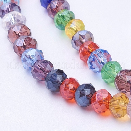 Mixed Electroplate Glass Faceted Rondelle Bead Strands UK-X-EGLA-J047-4x3mm-46-1