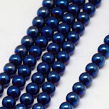 Electroplate Non-magnetic Synthetic Hematite Beads Strands UK-G-J169A-6mm-03-1
