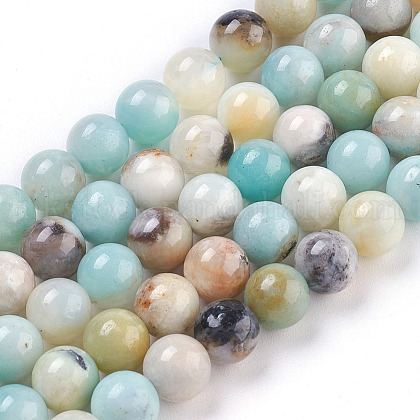Natural Flower Amazonite Beads Strand&nbsp;UK-G-E487-49-1