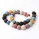 Frosted Round Dyed Natural Lava Rock Bead Strands UK-G-L435-02-14mm-2