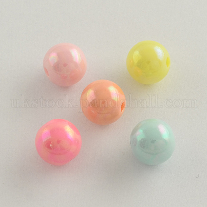 AB Color Plated Acrylic Round Beads UK-SACR-Q109-6mm-M-1