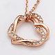Real Rose Gold Plated Fashion Eco-Friendly Czech Rhinestone Double Heart Winding Alloy Necklaces and Earrings Jewelry Sets UK-SJEW-AA00031-022RG-4