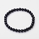 Natural Black Agate Beaded Stretch Bracelets UK-BJEW-F202-02-1
