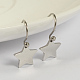 Star 304 Stainless Steel Dangle Earrings UK-EJEW-O040-03P-K-1